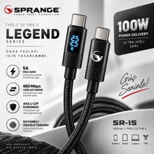 Sprange Legend Series Type-C To Type-C 100W Hızlı Şarj ve Data Kablosu 5A / 1000MM Sr-15 Siyah