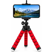 Concord Ahtapot Esnek Mini Telefon Tripodu - 360° Döner Başlıklı - 18 cm Vlogging & Tiktok Çekim Ayak Kırmızı
