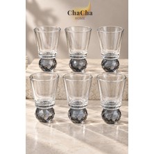 ChaCha Home 6'lı Cam Kahve Yanı Su Bardağı ml ,Top Ayaklı Meşrubat Sunum Bardak - Füme
