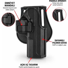 Unicorn Sarsılmaz Sar9 Uyumlu Kilitli Emniyet Mandallı Polimer Paddle Kılıf Siyah