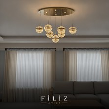 Filiz Avize Krom Detaylı Modern 7'li Küre Sarkıt Salon Avizesi