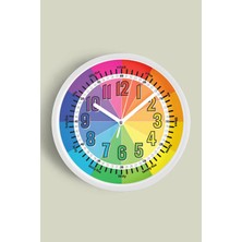 JHAAR Eğitici Çocuk Odası Modern Duvar Saati - Orta Boyut 25 cm - Beyaz Kasa - Camlı Sessiz