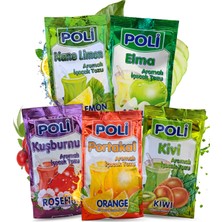 Poli Portakal, Kuşburnu, Elma, Nane Limon ve Kivi Aromalı Içecek Tozu (5'li Paket)