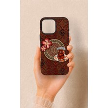 Vip Case iPhone 16 Pro Max Uyumlu Halı ve Çay Desenli Silikon Kılıf