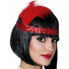 Pileli Store Kırmızı Renk Çarliston Saç Bandı