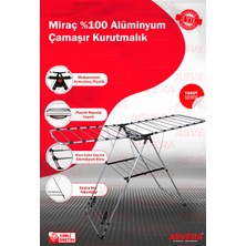Asvera Miraç %100 Alüminyum Çamaşır Kurutmalık Paslanmaz Kalın Borulu Katlanır Kanatlı Çamaşır Askılığı