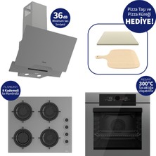 Ferre Pizzart & Fryart Gri Ankastre Set QEP65CPR+CS208-FA+D065-SA