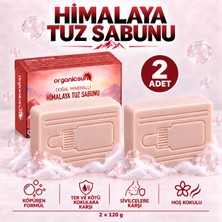 Organicsun Himalaya Tuz Sabunu 120 gr x 2 Adet Köpüren Formül - Zengin Doğal Mineralli Pembe Himalaya Kaya Tuzu Sabunu