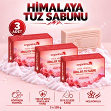 Organicsun Himalaya Tuz Sabunu 120 gr x 3 Adet Köpüren Formül - Zengin Doğal Mineralli Pembe Himalaya Kaya Tuzu Sabunu