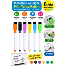 Hobialem 6 Adet Mıknatıslı Silgili Mini Beyaz Tahta Kalemi Keçeli Karışık Renkli