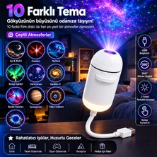 BGG Tech USB Galaksi Projektör Gece Lambası – 360° Ayarlanabilir LED Ambiyans Işığı, 10 Film Diskli