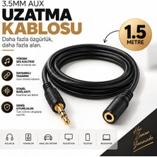 3.5mm Aux Uzatma Kablosu 1.5 Metre Altın Uçlu Erkek Dişi Ses Kablosu Kulaklık Hoparlör Telefon Araç Ses Sistemi Uyumlu