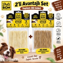 Delibon Deri Burgu Çubuk S Beyaz 40 Adet ve Natural 40 Adet 2'li Set