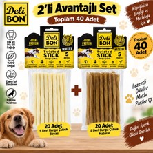 Delibon Deri Burgu Çubuk S Beyaz 20 Adet ve Natural 20 Adet 2'li Set