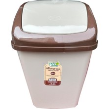 Polytime Sallanır Kapak Ofis Banyo Mutfak Bahçe Çöp Kutusu Kovası - 10 Litre/krem - 37X24X19 cm
