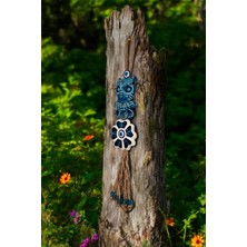 St. Morritz Nazar Boncuklu Seramik Bilge Baykuş ve Yonca Çiçekli Dekoratif Asma Süs 6,5X35 cm