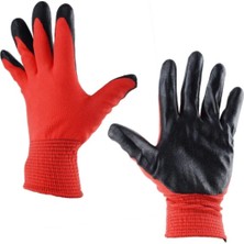 St. Morritz Kırmızı Siyah Nitril Iş Eldiveni 12 Çift