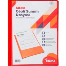 Noki Sunum Dosyası 40 Lı Ön Cepli Kırmızı / 40 Sayfalık, Şeffaf Cepli