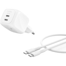 Smartprotect 2 Portlu Usb-C Şarj Cihazı 50 W, Çift Portlu Gan Şarj Cihazı, 1 M Usb-C Kablo Dahi