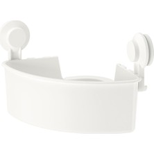 Beyaz Duş Sepeti Üçgen Model Ikea Banyo Raf Vantuzlu Sepet
