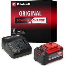 Orijinal Einhell 5.2 Ah Akü ve Şarj Cihazı Power X-Change Başlangıç Kiti (Li-Ion, 18 V, 100 Da