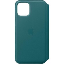 iPhone 11 Pro Için Deri Folyo Kılıf - Tavus Kuşu