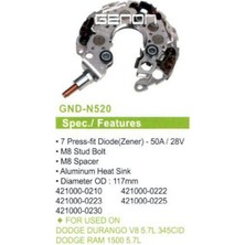 Genon N520 Alt. Diot Tablasi Dodge Durango V8 5.7l 345CID - Ram 1500 5.7l 117MM (7 Diot) M8 RN-55-INR423-421000-0210