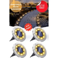Technosmart Solar 4ADET Yeni Model Zemin Bahçe Aydınlatma Güneş Enerjili Çelik Malzeme Sarı I�