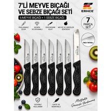 ERHCE 7’li Meyve ve Sebze Bıçağı Seti – 6’lı Tırtıklı Meyve Bıçağı + 1 Sebze Bıçak Alman Solingen Paslanmaz Çelik