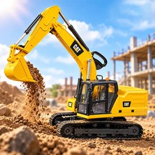 Oyuncakmatik Büyük Boy Paletli Oyuncak Ekskavatör – Hareketli Kepçeli Caterpillar Inşaat Aracı