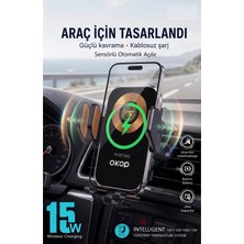 Duffa Otomatik Sensörlü Kablosuz Şarjlı Araç Içi Telefon Tutucu - 15W Kablosuz Hızlı Şarjlı - Otomatik Açı