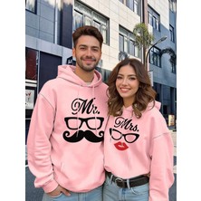 Mondschein Mr Mrs Gözlük Bıyık Dudak Baskılı Sevgili Kombini Oversize Hoodie Seti