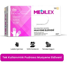 St. Morritz Tek Kullanımlık Pudrasız Pembe M Beden Muayene Eldiveni 100'LÜ