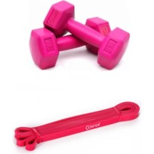 St. Morritz Pilates Egzersiz Seti ( 1 kg *2 Adet Dambıl, 13MM Latex Direnç Bandı Güç Bandı)