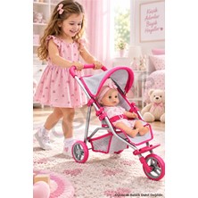 KoseToys Oyuncak Bebek Arabası Katlanabilir Sağlam 3 Teker 55 cm Tenteli Gölgelikli