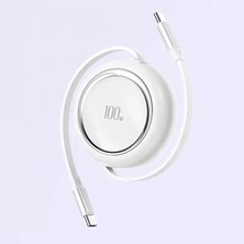 Acl ACK-118 100W Pd Ultra Hızlı Geri Çekilebilir Type-C To Type-C Şarj Kablosu - 1m Beyaz