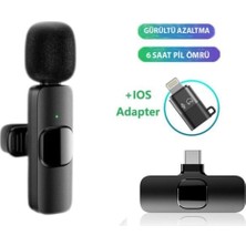 Store K9-D Type C Lightning Wireless (Kablosuz Mikrofon) Dönüştürücülü Tak Çalıştır Android Telefon Tablet Ipad Tekli Yaka Mikrofonu K9-D