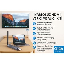 Store Kablosuz HDMI Verici ve Alıcı Kiti - Uydudan Projeksiyona | 150 Metre Menzil | 1080P 60Hz Notebook'dan Tv'ye Görüntü Aktarımı | Hd-Tx-Rx | Tak-Çalıştır | Çoklu Cihaz Desteği - G146 HDMI