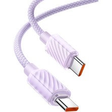 Store CA-3672 Crystal Serisi Type-C Type-C 100W Pd Hızlı Şarj ve Örgü Kablo Mor 1.2m