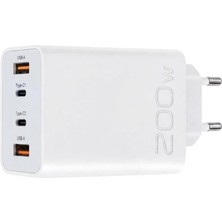 Store 200W 2 Type C + 2 USB Toplam 4 Çıkışlı Hızlı Şarj Aleti