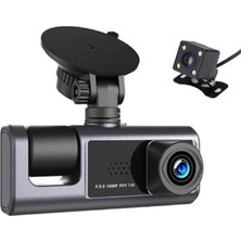 Store H309 Full Hd 1080P Üç Kameralı Araç Içi Kamera Araba Güvenlik Kamerası Gece Görüşü Ön Geri Iç Kayıt Ir LED