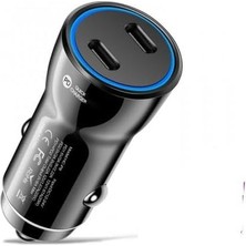 Store 60W Turbo Araç Şarjı 2 Type-C Girişli Şarj Akım Korumalı Araç Çakmaklık Şarjı 12V-24V Araç Şarj