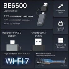 Store Archer TBE400U USB 3.0 Wi-Fi 7 Tri-Band Kablosuz Adaptör, BE6500, 6 Ghz/5 Ghz/2.4 Ghz, 72X24X10.8 mm