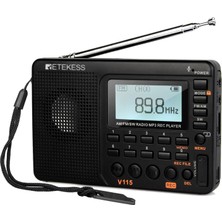 Store V115 Dijital Radyo Am Fm, Taşınabilir Kısa Dalga Radyolar, Şarj Edilebilir Radyo Dijital Tuner ve Ön Ayarlar, Micro Sd ve Aux Kaydı Desteği, Bas Hoparlör Siyah