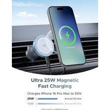 Store 25W Magnetik Wireless Magsafe Qi2 Araç Içi Hızlı Şarj Cihazı, Mavi