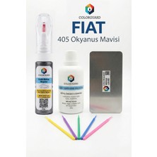 COLORGUARD FIAT 405 Okyanus Mavisi İğneli ve Fırçalı 2 si 1 Arada Rötuş Boyası Yüzey Temizleme Solüsyonu Profesyonel ve Çapaksız Rötuş Çeliği 5'li Uygulama Çubuğu Seti