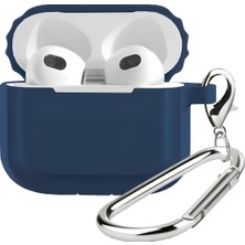 Store Airpods 3 Uyumlu Rubber Silicone Case Kancalı Yumuşak Silikon Kılıf Airpods 3 Uyumlu Kulaklık Kılıfı (Mavi)