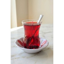 Gerçekçi Türk Çayı Görünümlü Jel Mum - Çay Bardağında Özel Tasarım Dekoratif & Hediyelik Mum