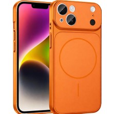 Store Iphone 13-14 ile Uyumlu 17 Pro Görünümlü Magsafe Destekli Kablosuz Şarj Özellikli Kamera Lens Korumalı Şık Metal Görünümlü Telefon Kılıfı