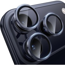 Store iPhone 17 Pro/iphone 17 Pro Max Kamera Lens Koruyucu Için - [orijinal Çekimi Koruyun] Kırılmaz Ultra Hd 9h Temperli Cam Ekran Metal Halka Kapak, Parmak Izi, Çizilmez, Koyu Mavi
